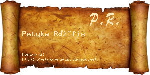 Petyka Ráfis névjegykártya